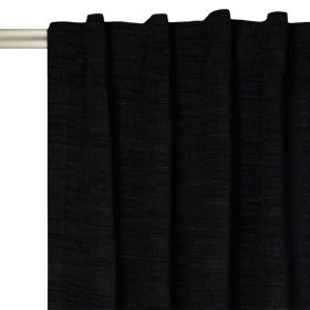 Textured Solid Chenille Blackout Single Curtain Panel, Black, 50"W x 95"L