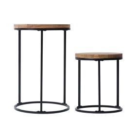 Acacia Top Plant Stand,2 Pack