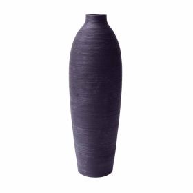 24" Textured Matte Ceramic Floor Vase, Black