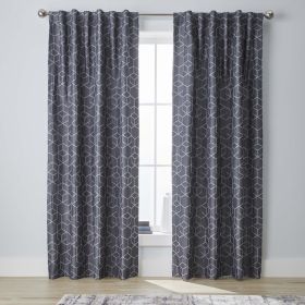 Blackout Textured Geometric Curtain Panel, 1 Panel, Greystone, 50" W x 84" L