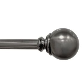 1" Pewter Metal Ball Single Curtain Rod 42-120 Inches