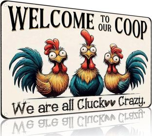 Chicken Gifts Vintage Chicken Welcome To Our Coop Tin Sign for Chicken-Coop Farm Kitchen Garden Yard Decor