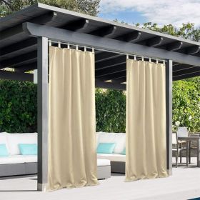 50inch*96inch Beige Outdoor Curtains with Taped Edges, Waterproof and UV-Resistant, High-End and Durable, Perfect for Sun Shade and Privacy