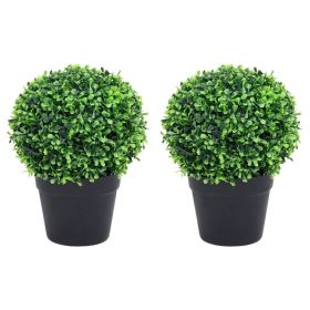 Artificial Plant Set of 2 Green Polyethylene Small