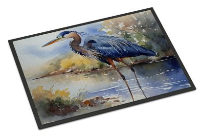 NEW Blue Heron Doormat Front Door Mat Indoor Outdoor Rugs for Entryway, Non Slip Washable Low Pile, 18H X 27W
