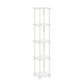 Turn-N-Tube 5-Tier Corner Square Rack Display Shelf in White/White