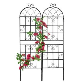 2 Pack Metal Garden Trellis 71" X 19.7" Rustproof Trellis For Climbing Plants Outdoor Flower Support (Option: Black)