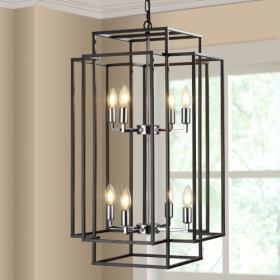 8 Lantern Tiered Chandeliers, Industrial Farmhouse Chandeliers Unavailable Platforms- Temu (Option: Black)