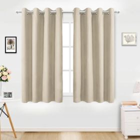 34 In. W X 84 In. L Blackout Curtains With Grommet Top Room Darkening Noise Reducing, Beige(1 Panel), Silencer Clip (Option: beige)