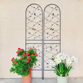 2 Pack Metal Garden Trellis 86.7" X 19.7" Rustproof Trellis For Climbing Plants Outdoor Flower Support Bird Deco Black (Option: Black)
