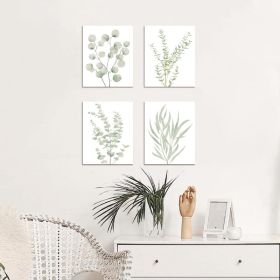 4PCS 8X10in,Botanical Plant Canvas Wall Art, Framed Boho Wall Decor For Bathroom, Minimalist Aesthetic Bedroom Wall Art (Option: 8X10)