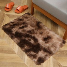 1pc, High Pile Tie-Dyed Shaggy Rug for Living Room and Bedroom - Fire Retardant, Machine Washable, Anti-Skid, Faux Fur (Color: Tie-dye Brown, size: 15.75*23.62inch)