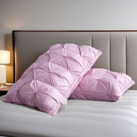 Soft Pillows Queen Size for Sleeping, Support Bed Pillows,Goose Down Filled Pillow for Bed, Home,Luxury Hotel Pillows for Side (Color: 1pc pink)