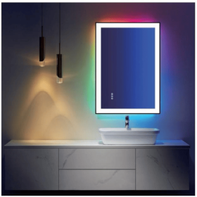 Triple Color Temperature/LED/RGB Smart Touch Control Bathroom Mirror with Tempered Glass, Adjustable Light, Fog & Shatterproof, Memory Function (S3R13874UL55"x30": S3R15191UL60"x36")