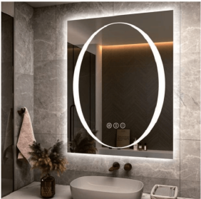 Triple Color Temperature/LED/RGB Smart Touch Control Bathroom Mirror with Tempered Glass, Adjustable Light, Fog & Shatterproof, Memory Function (S3R13874UL55"x30": S3 R24192UL96"x36")