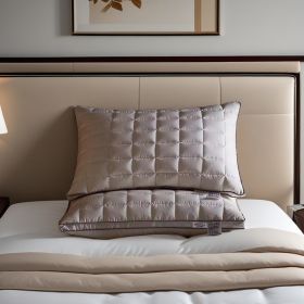 Soft Pillows Queen Size for Sleeping, Support Bed Pillows,Goose Down Filled Pillow for Bed, Home,Luxury Hotel Pillows for Side (Color: 1pc grey)