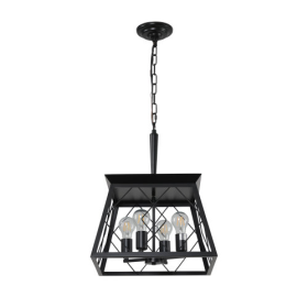 4 Lights Farmhouse Chandelier For Dining Room Black - No Bulbs Unavailable Platform- Temu (Option: Black)