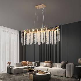 39-inch Modern Golden Pendant Light With Cascading Crystal Strands, Ideal For Living Room, Dining Room And Foyer, High-End Decorative Lighting Fi (Option: Gold)